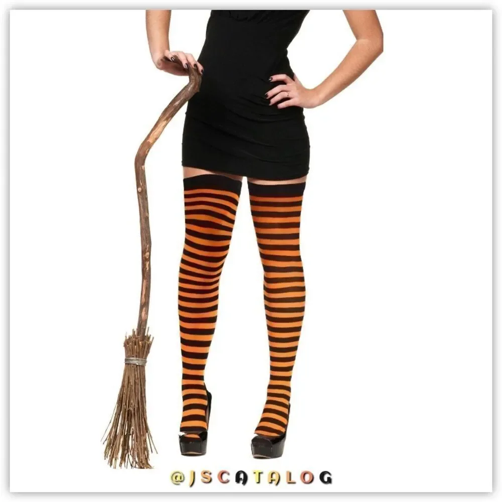 Spandex Striped Halloween Cosplay ThighHighs Stockings Socks OSFM